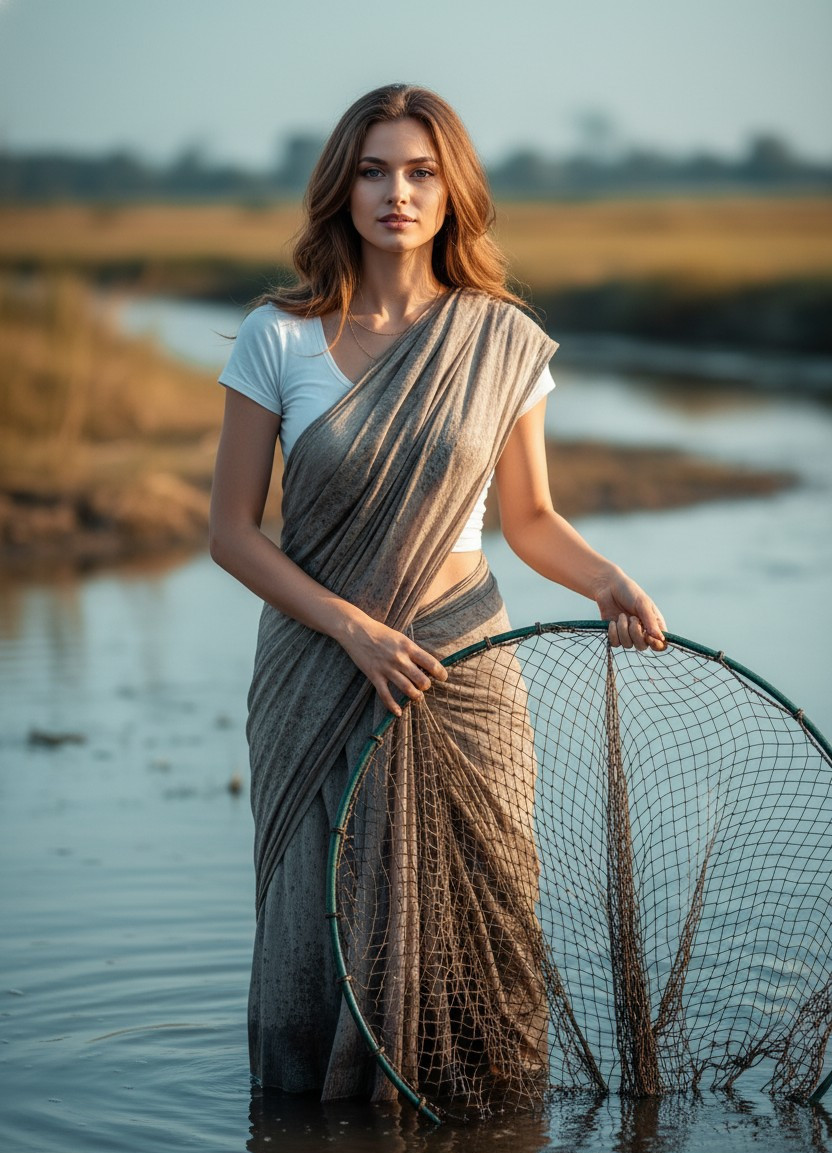 Traditional & Cultural — Fisherman with Net (Female)