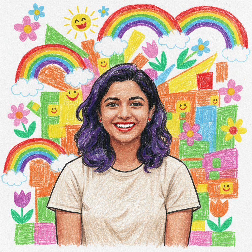 Playful Crayon — Joyful Crayon Doodle Art (Female)