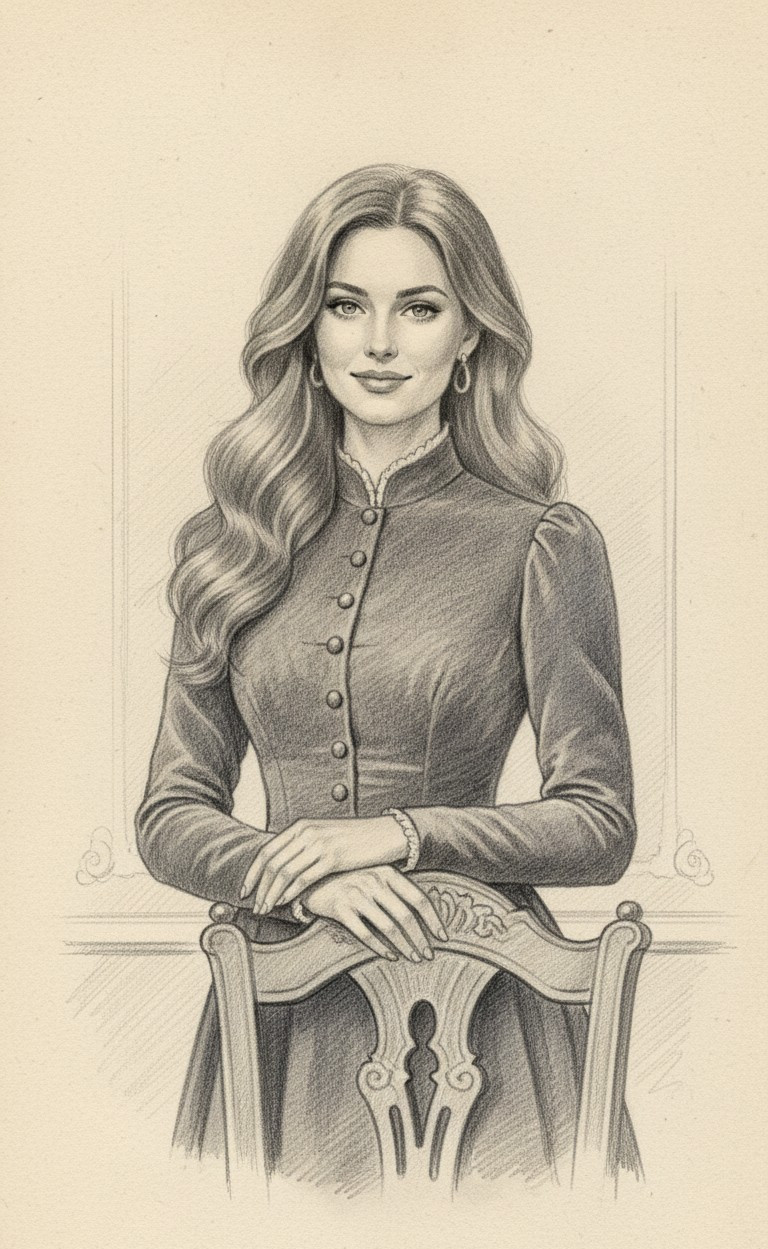 PENCIL PORTRAIT — Vintage Pencil Portrait (Female)