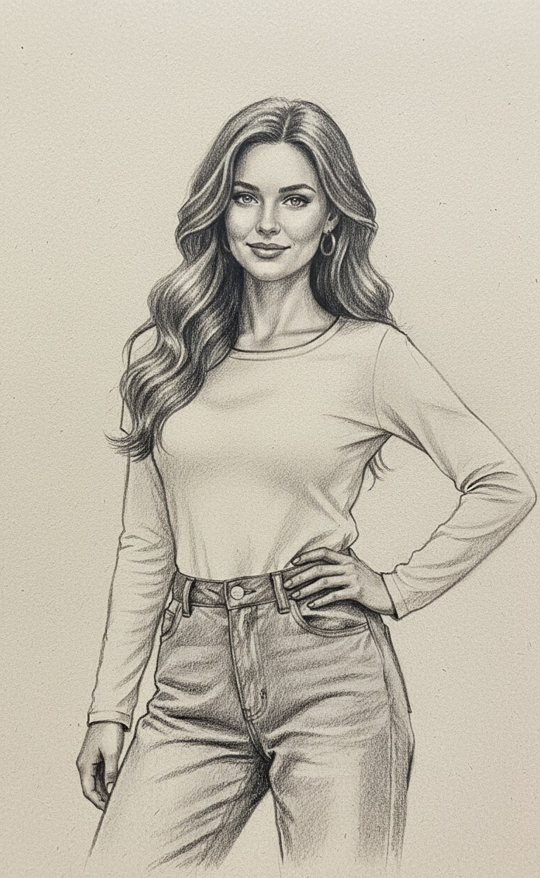 PENCIL PORTRAIT — Charcoal & Pencil Mix (Female)