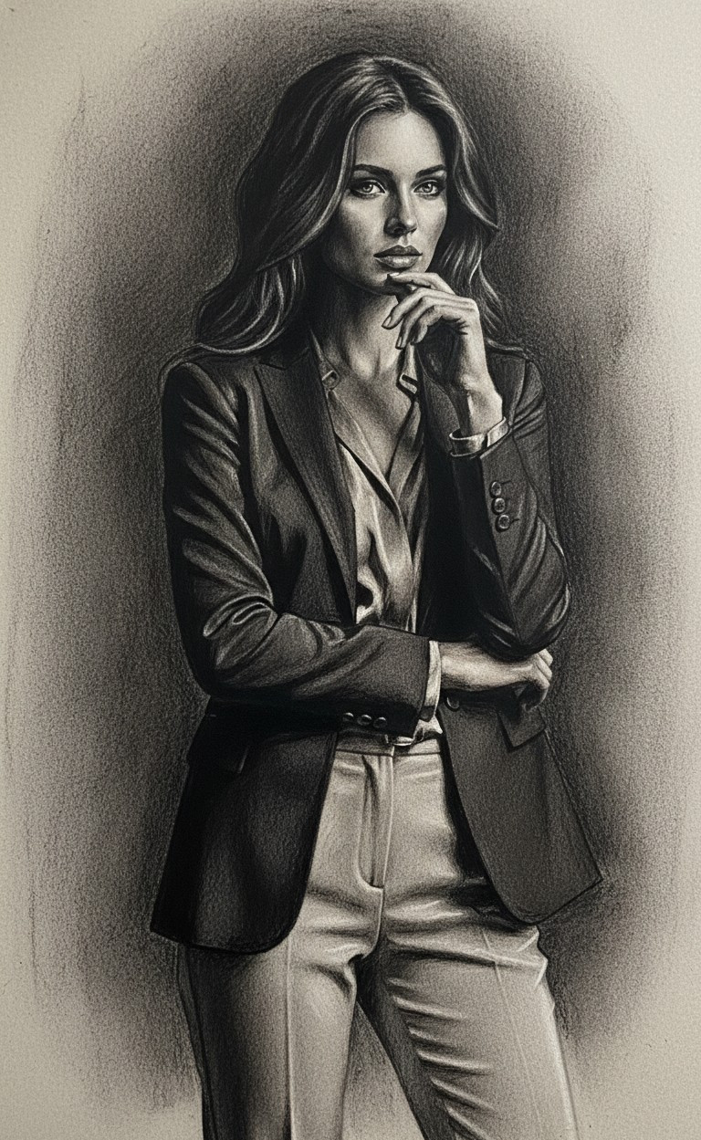 PENCIL PORTRAIT — Charcoal Portrait (Female)