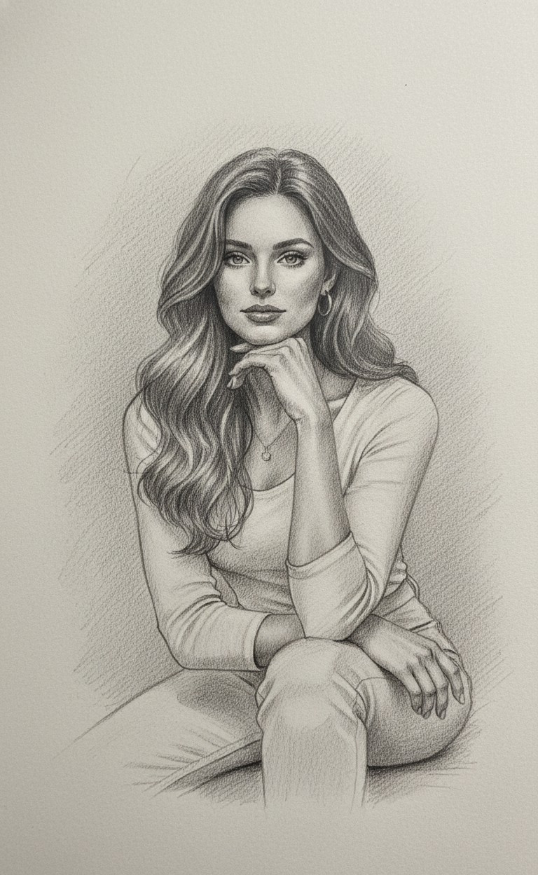 PENCIL PORTRAIT — Realistic Pencil Sketch (Female)
