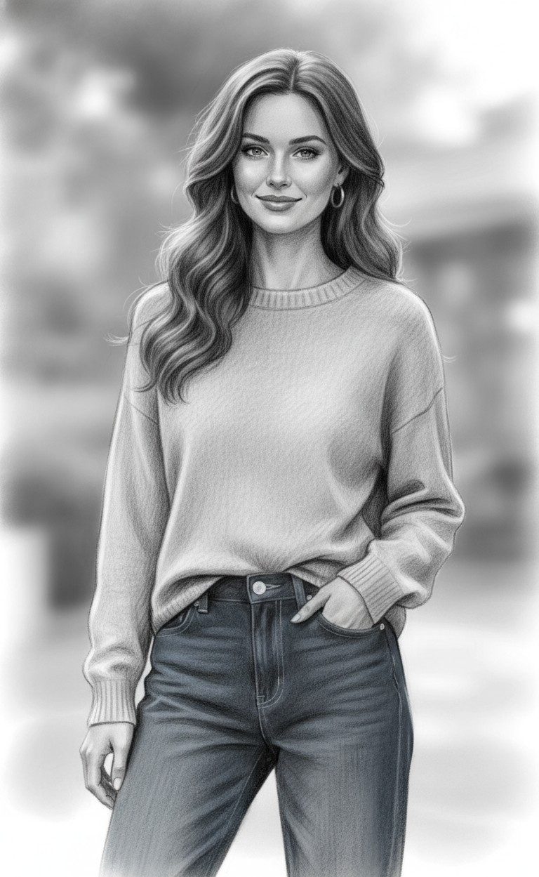 PENCIL PORTRAIT — Soft Charcoal Gradient (Female)