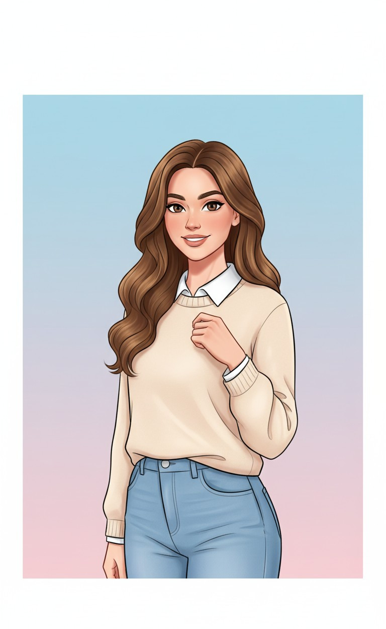 CARTOON PORTRAIT CATEGORY — Friendly Portrait Cartoon (Female)