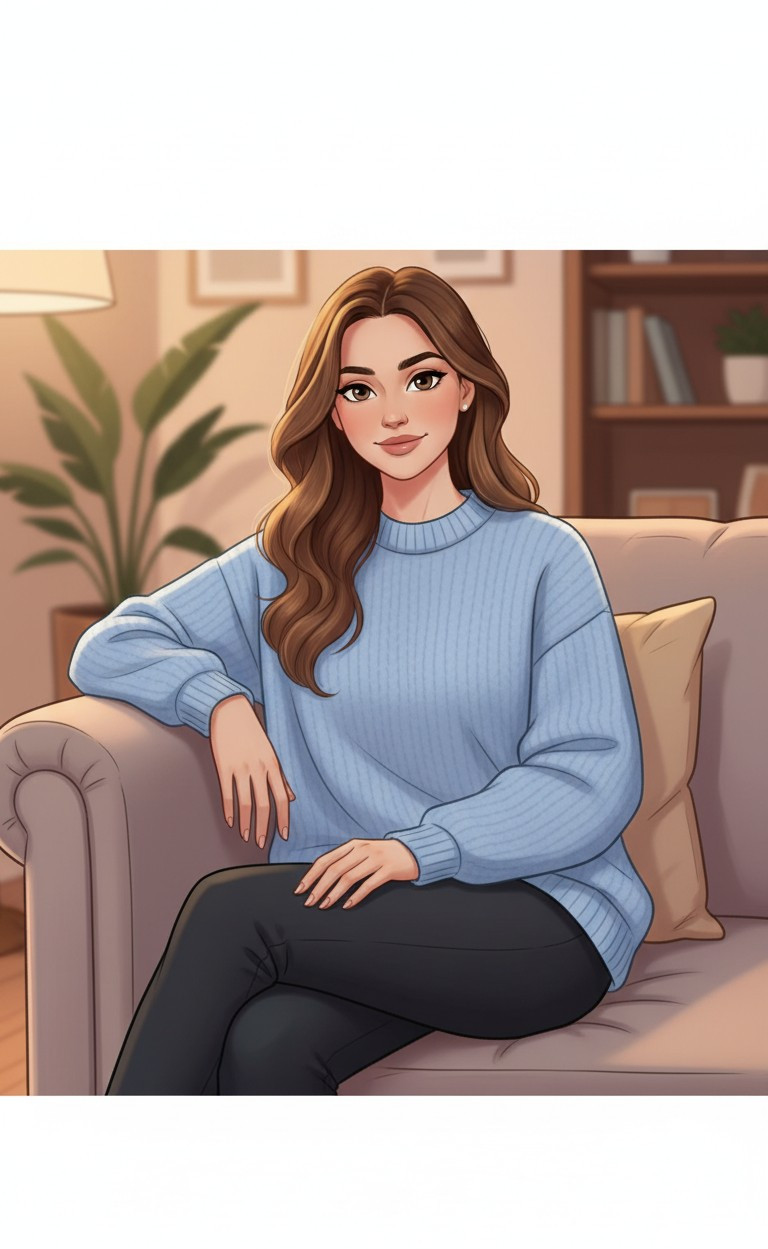 CARTOON PORTRAIT CATEGORY — Cozy Indoor Cartoon (Female)