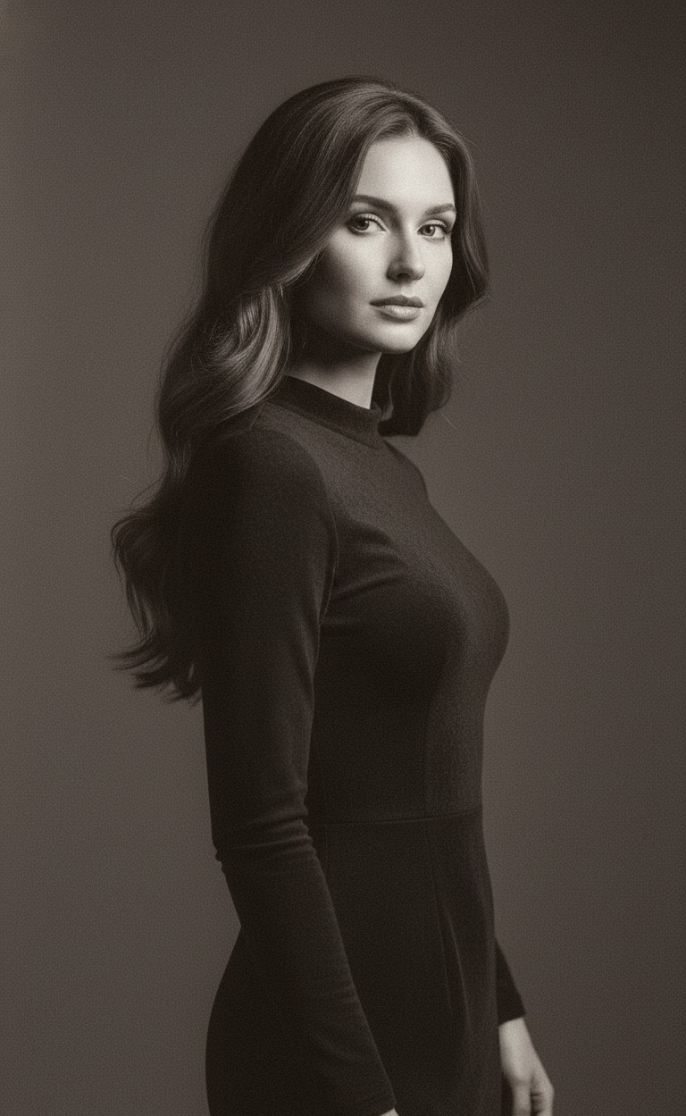 Vintage & Retro Aesthetic — Classic Film Grain Portrait (Female)