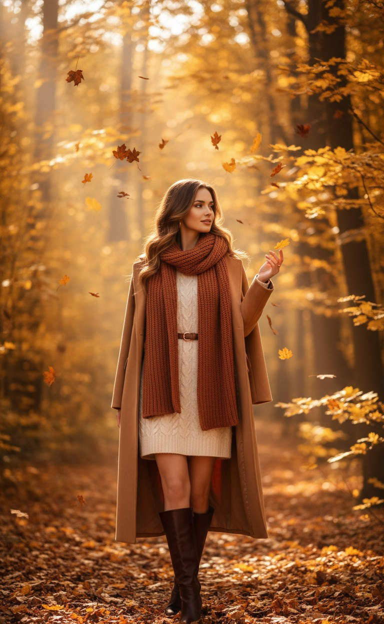 Soft Dreamy Natural Light — Autumn Leaves Glow (Female)