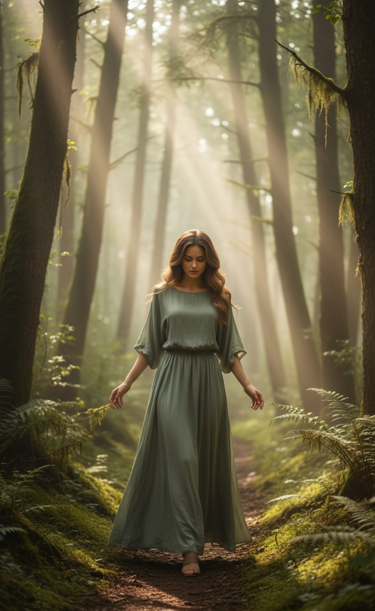 Soft Dreamy Natural Light — Misty Forest Morning (Female)