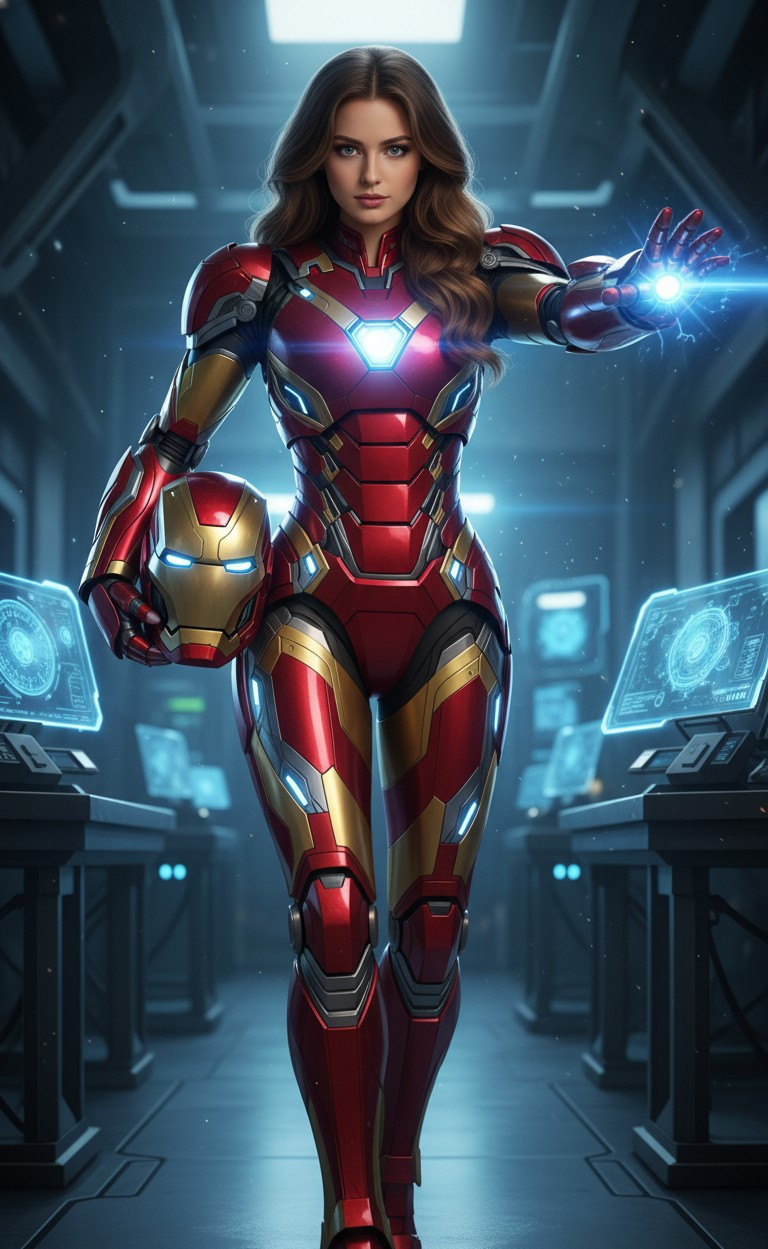 Superhero Portraits — Futuristic Armored Superhero (Iron Man) (Female)