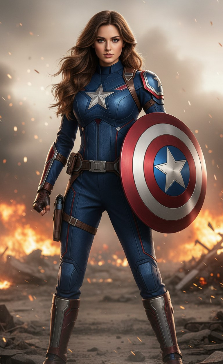 Superhero Portraits — Captain America Style Hero (Female)