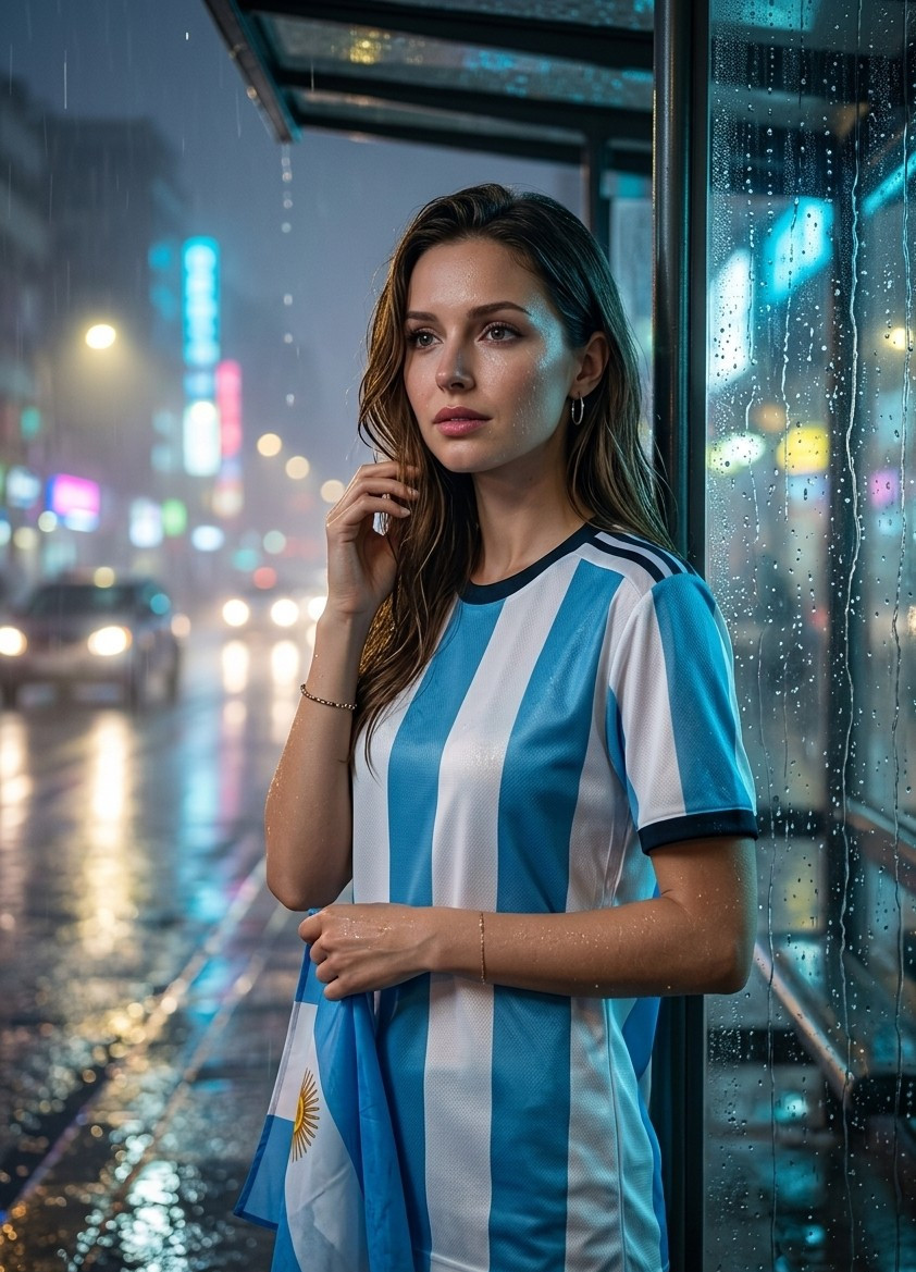 Supporter Lifestyle Portraits — rainy bus stop portrait (Female)