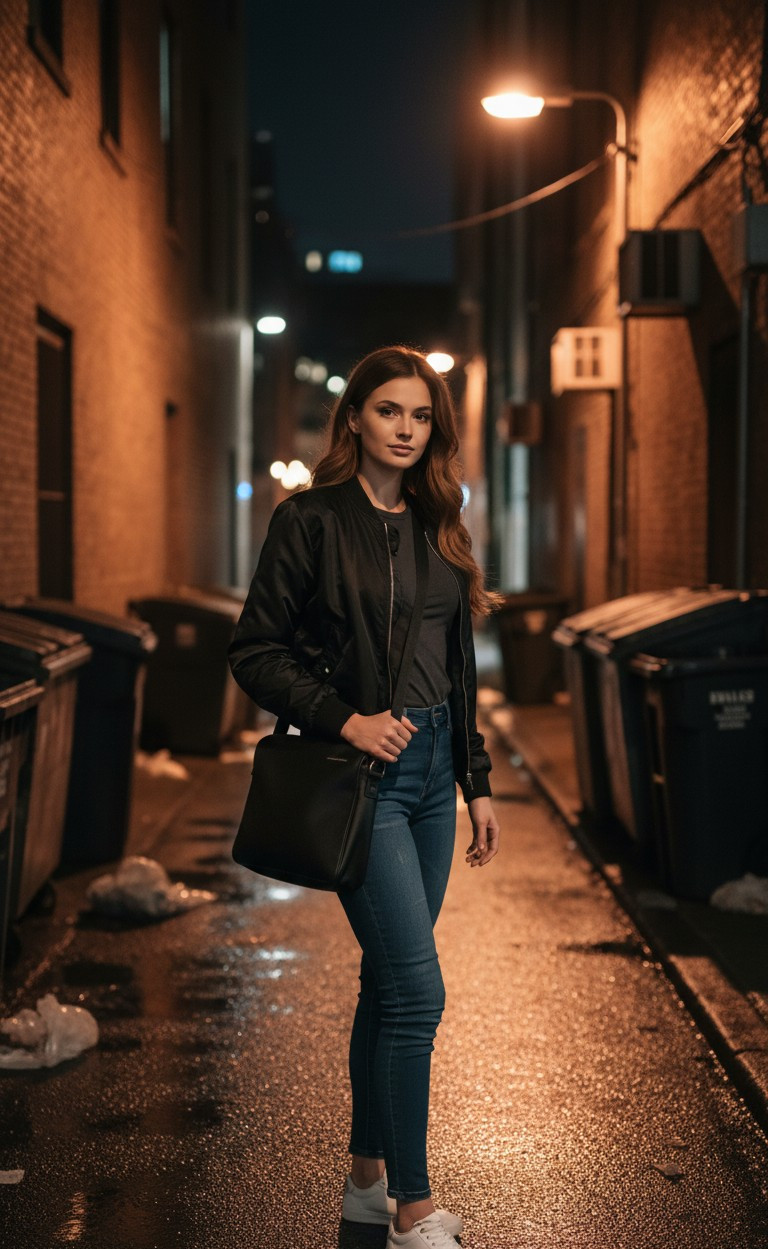 Urban & Street Style — Night Alley Portrait (Female)
