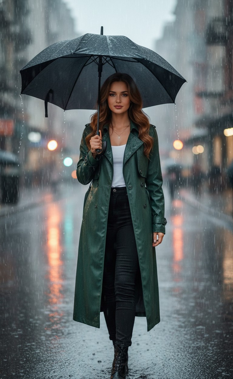 Urban & Street Style — Rainy City Portrait (Female)