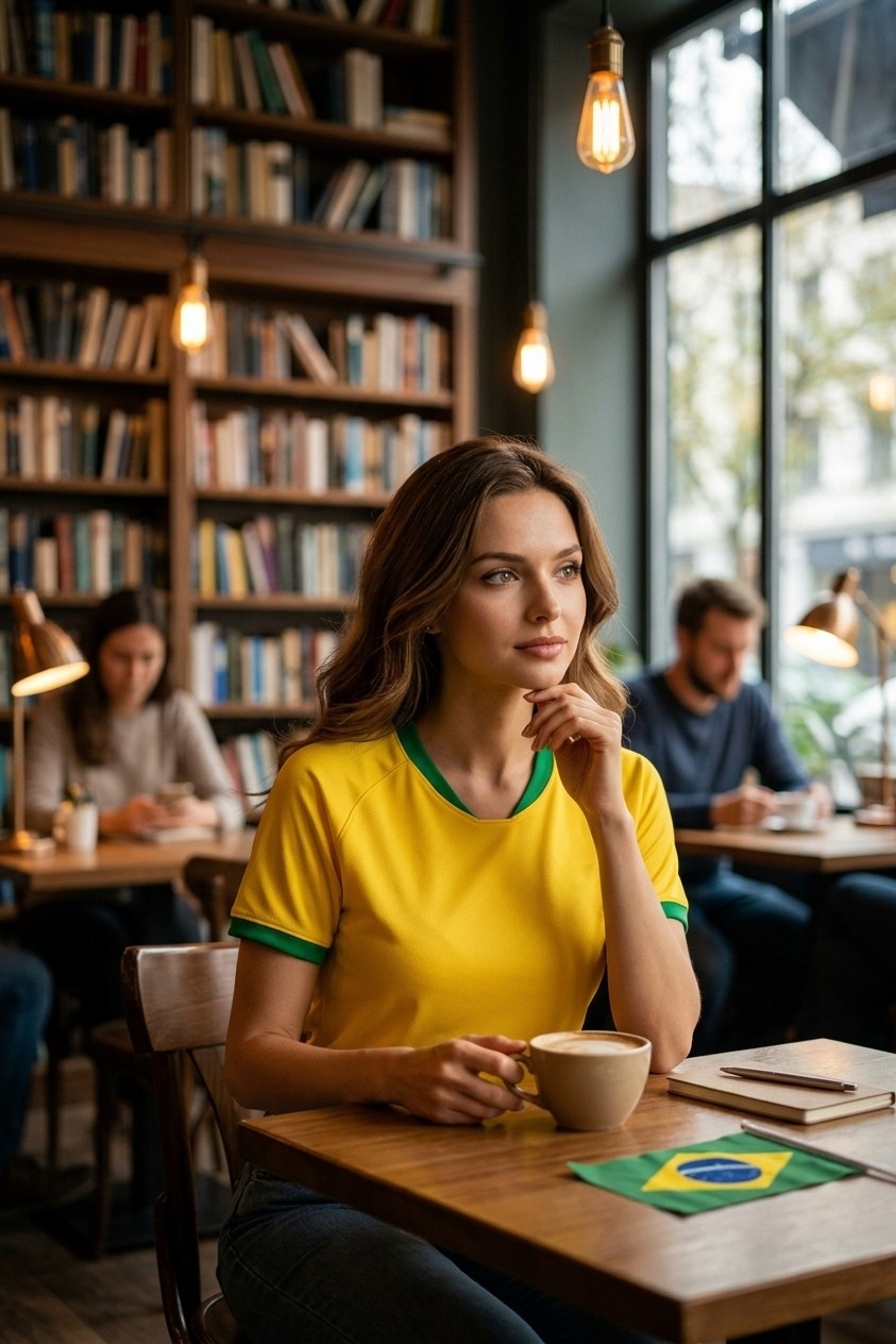 Supporter Lifestyle Portraits — cozy library café portrait (Female)