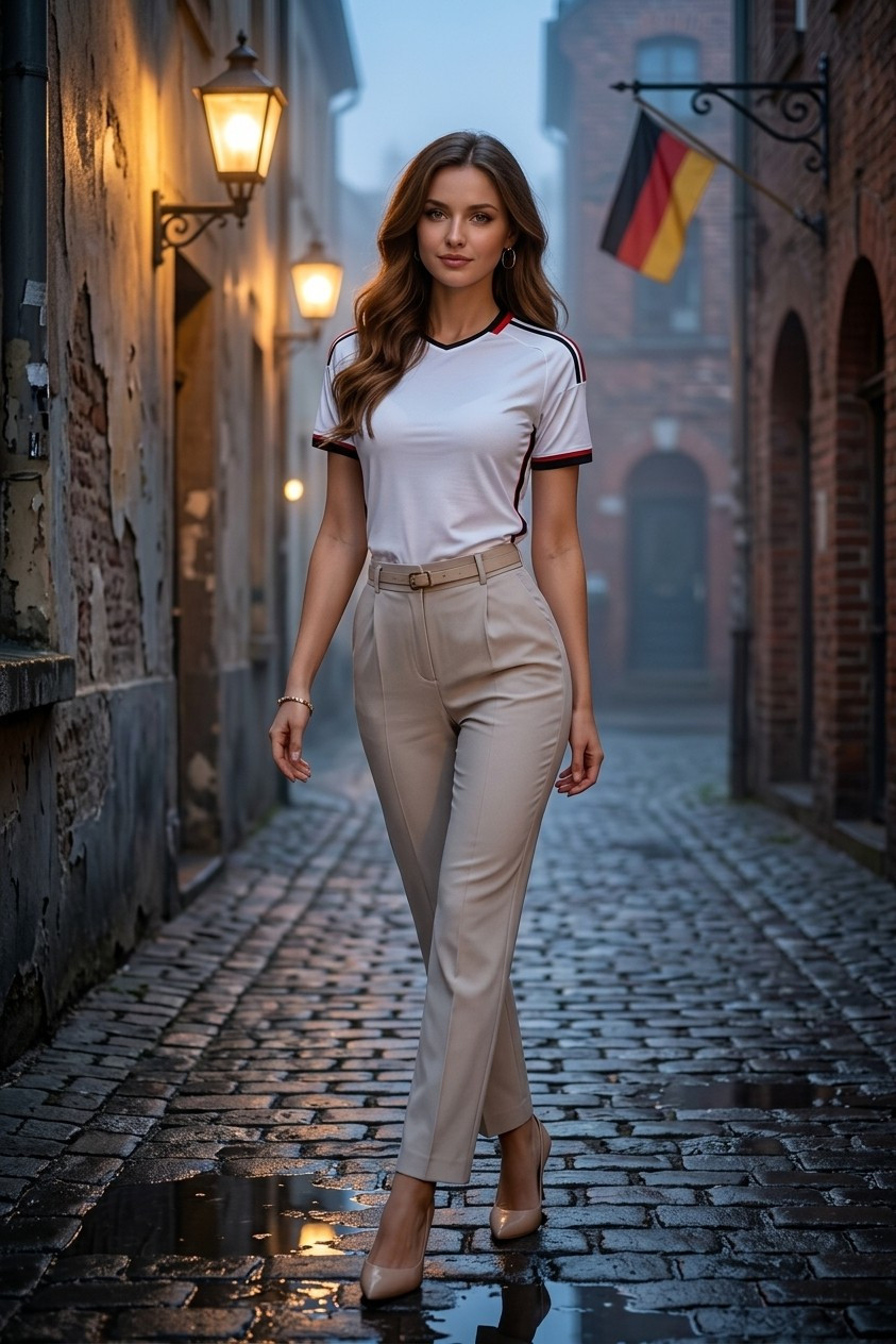 Supporter Lifestyle Portraits — old alley football portrait (Female)