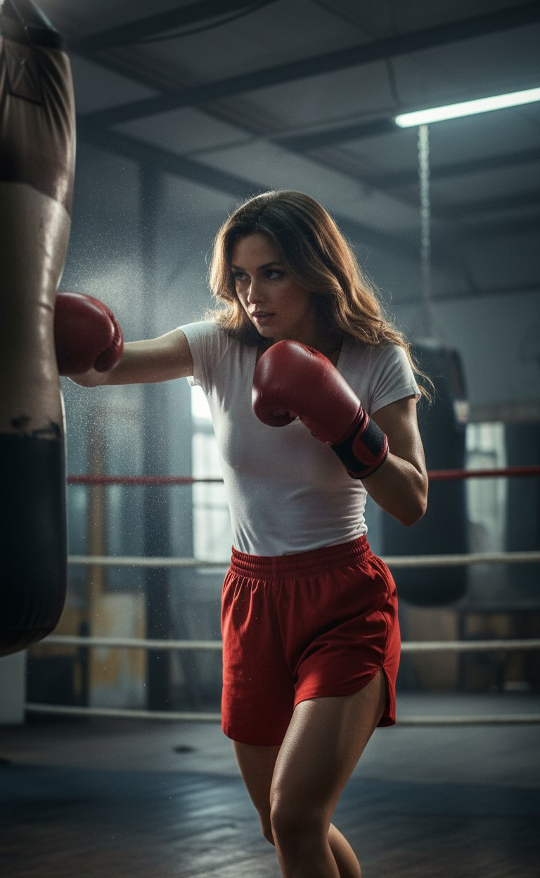 Sports and Athletes — Boxing Training Scene (Female)