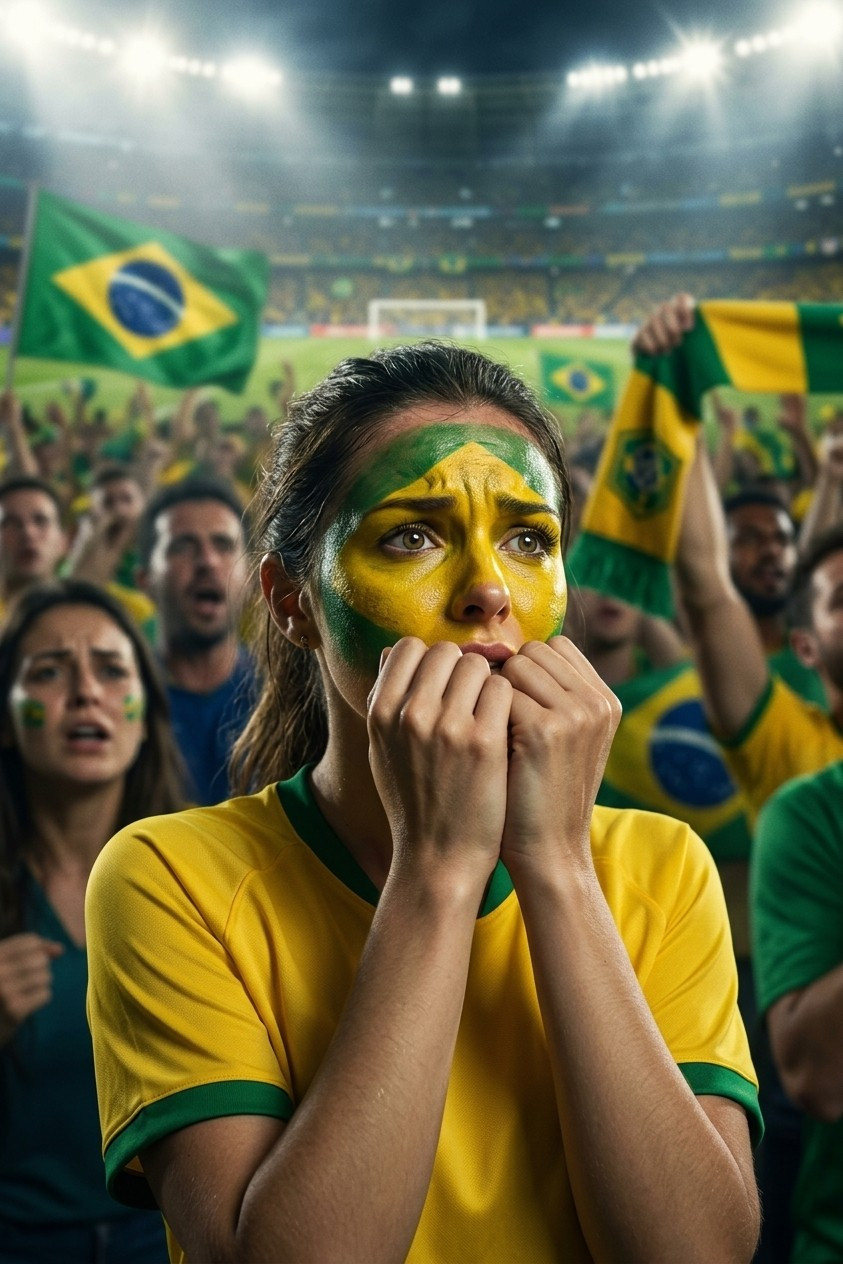 Football Fan Reactions — PENALTY TENSION CLOSE-UP (Female)