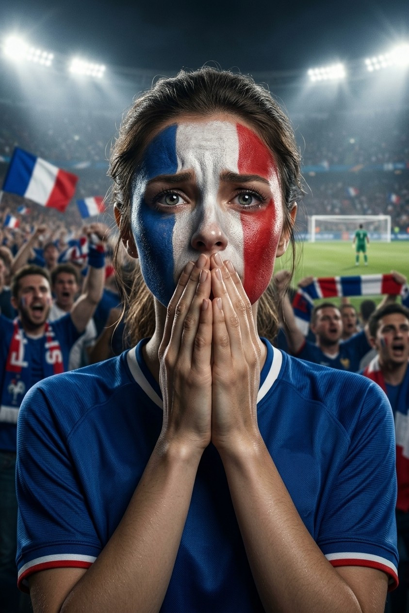Football Fan Reactions — PENALTY TENSION CLOSE-UP (Female)