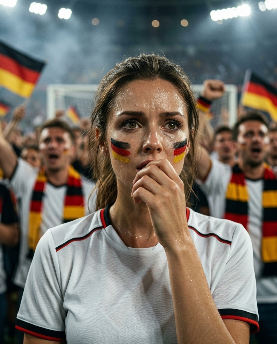 Football Fan Reactions — PENALTY TENSION CLOSE-UP (Female)