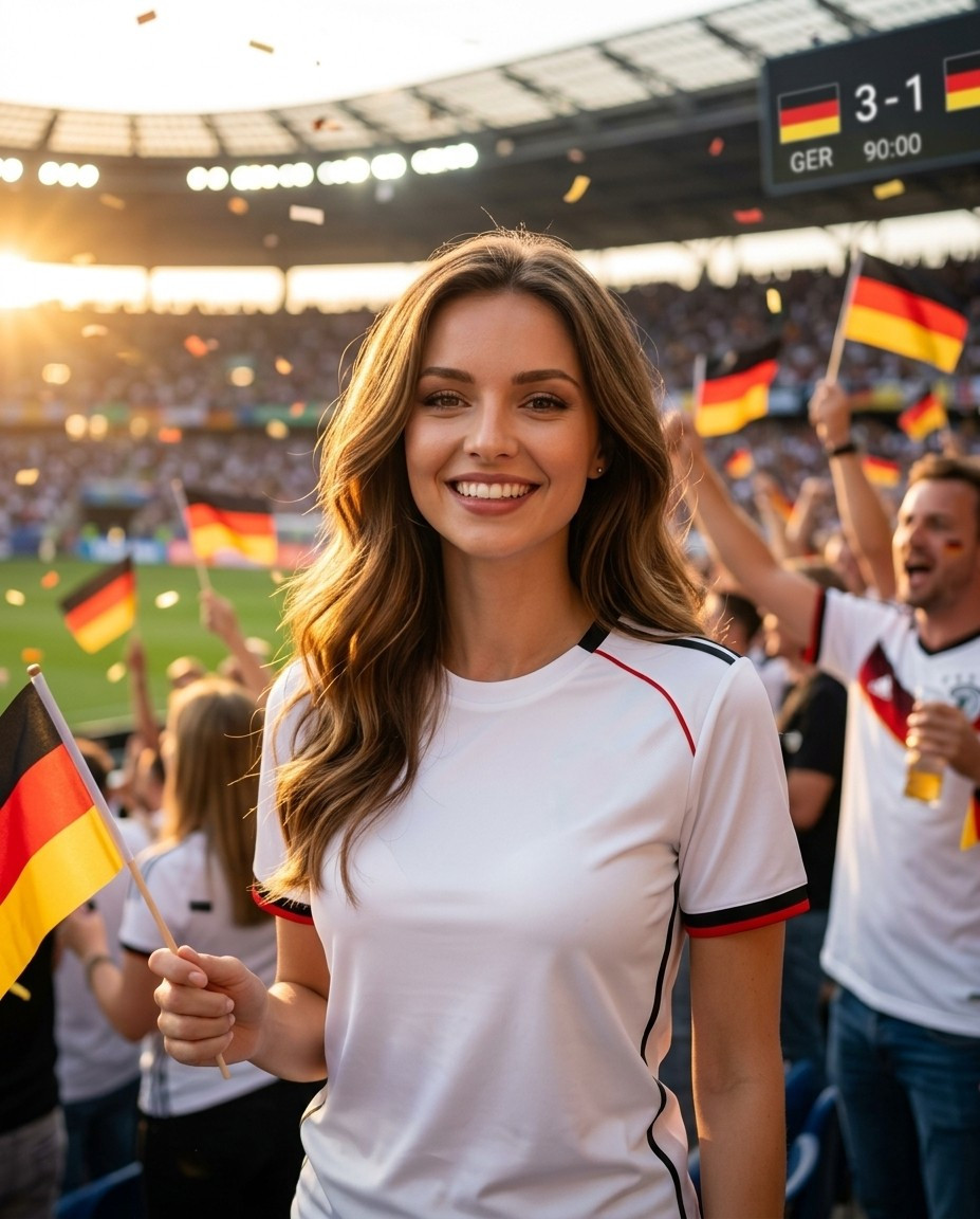 Football Fan Reactions — GOLDEN HOUR STADIUM HERO PORTRAIT (Female)