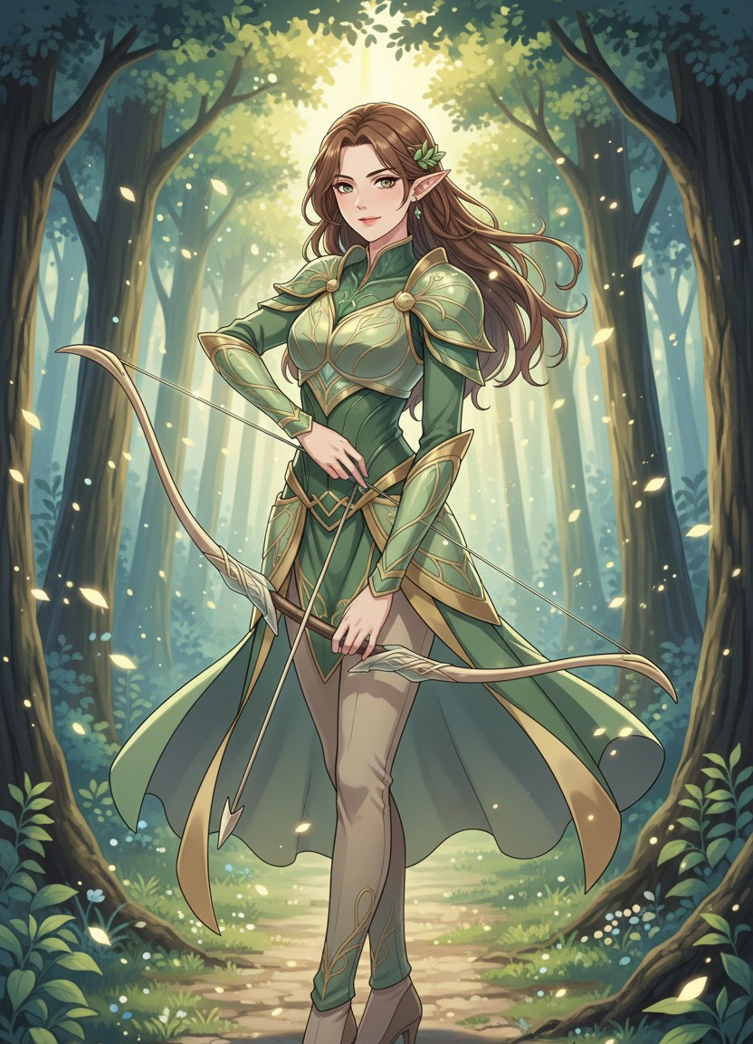 Anime Character Illustration — Fantasy Elf Warrior Style (Female)