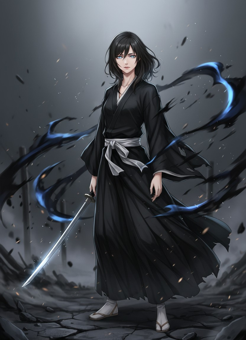 Anime Character Illustration — Dark Soul Reaper Style (Female)