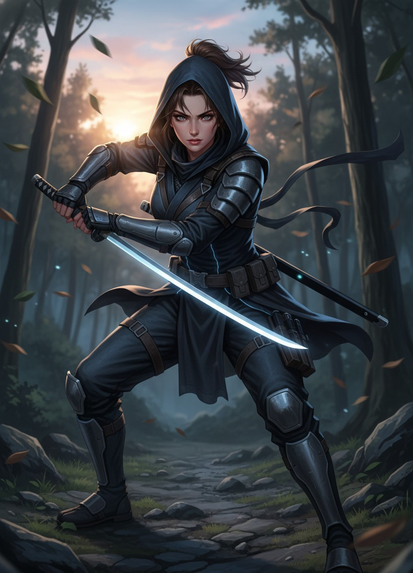 Anime Character Illustration — Ninja Warrior Style (Female)