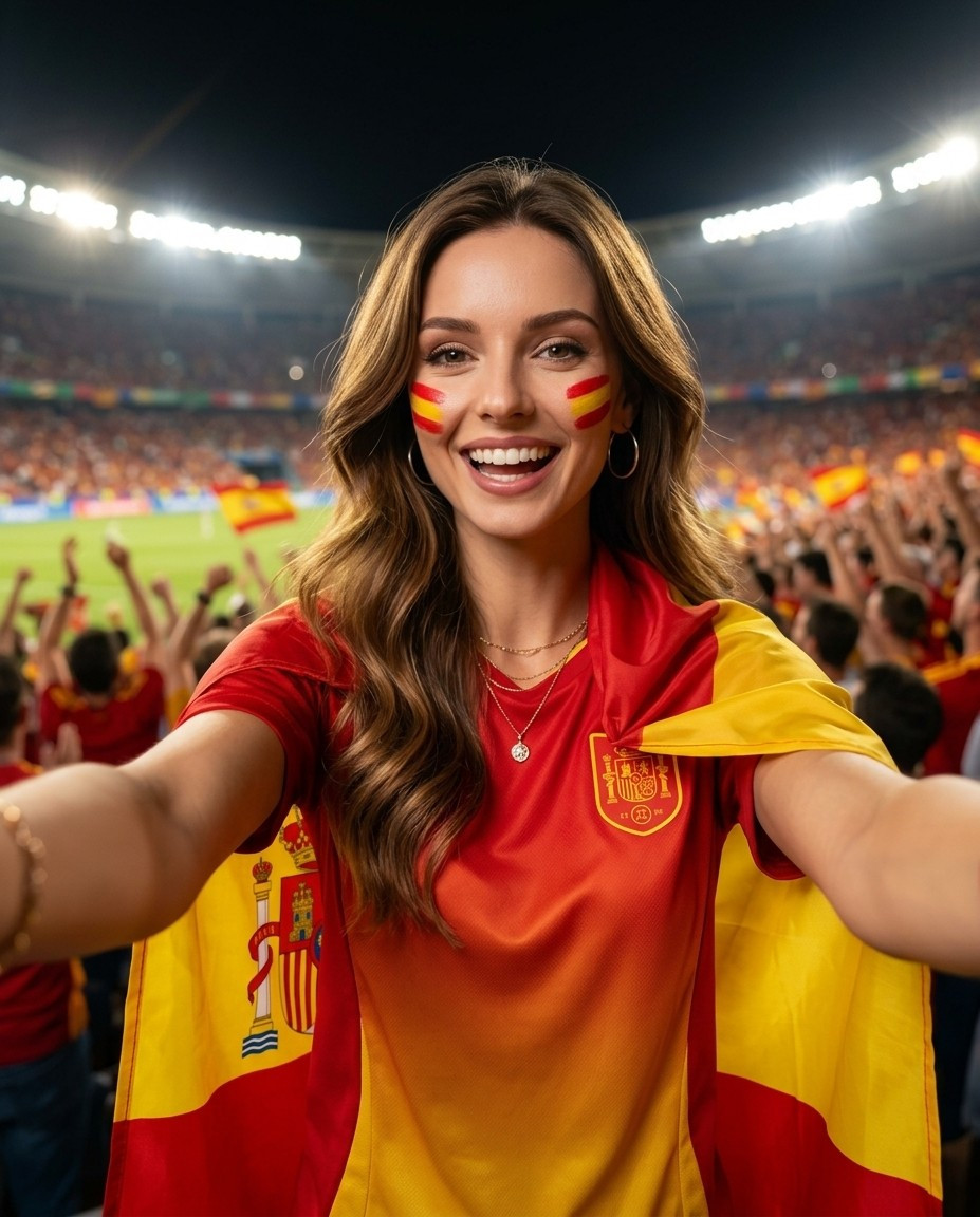 Football Fan Reactions — Cinematic Stadium Selfie Football Fan (Female)