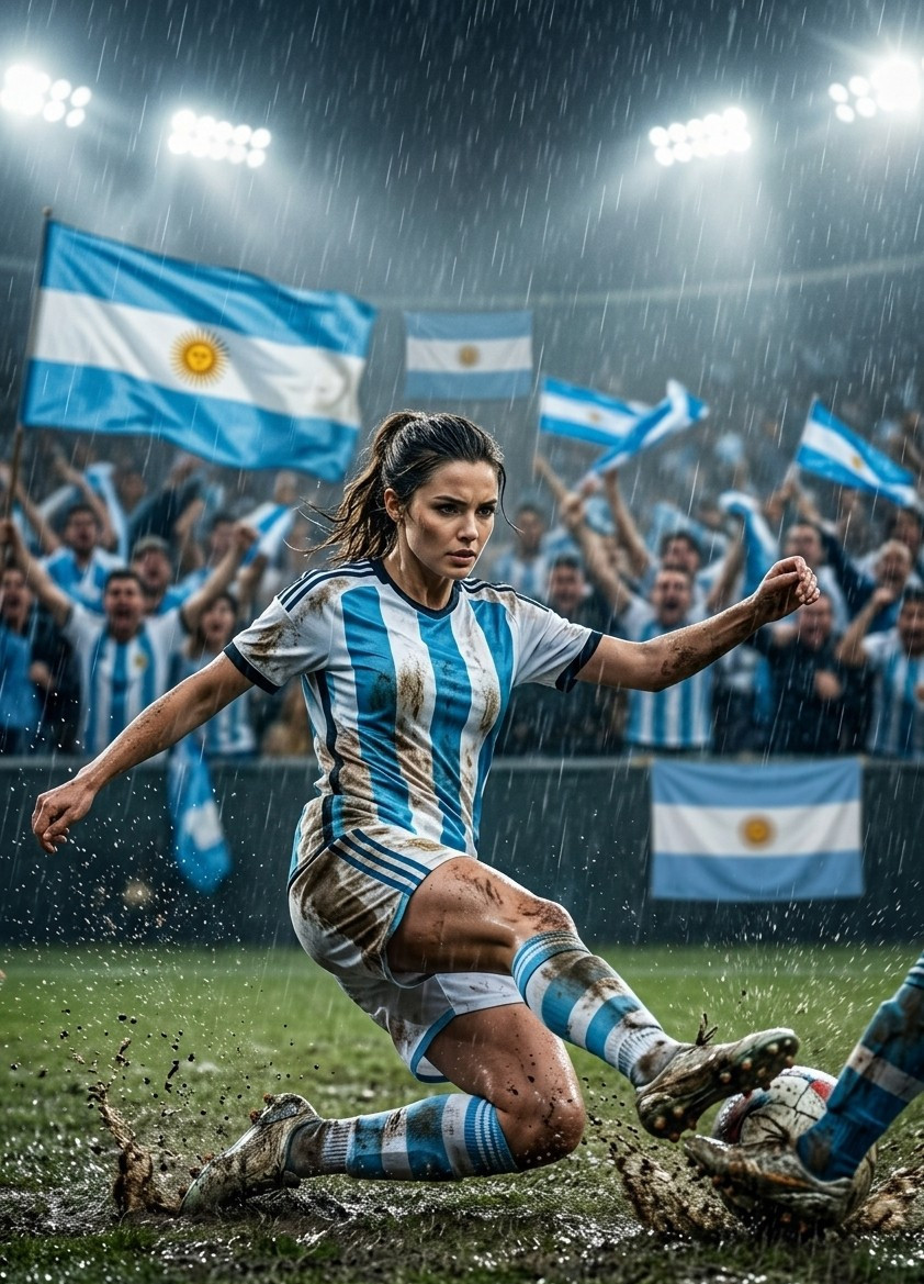 Fan flex portraits — muddy slide tackle (Female)