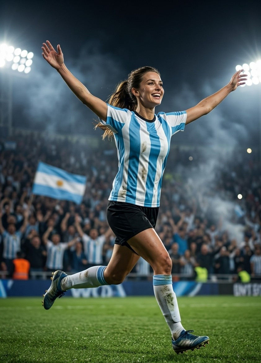 Fan flex portraits — goal celebration run (Female)