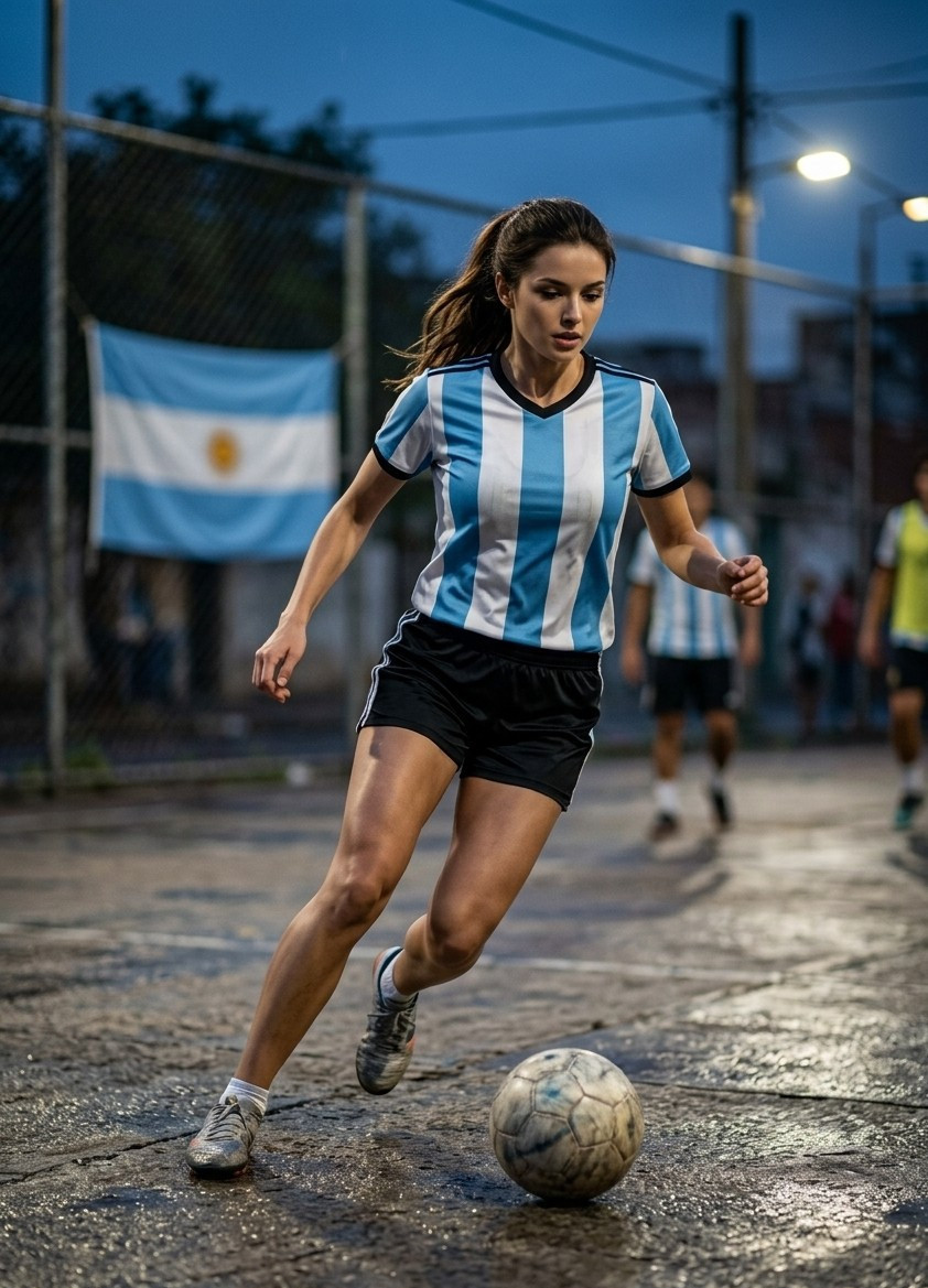 Fan flex portraits — street field dribble (Female)