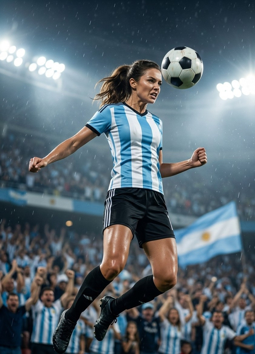 Fan flex portraits — floodlight header jump (Female)