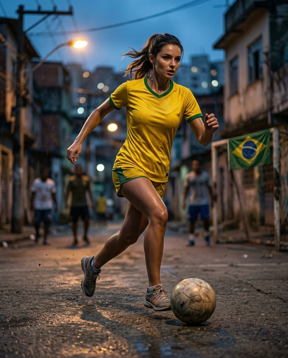 Fan flex portraits — street field dribble (Female)