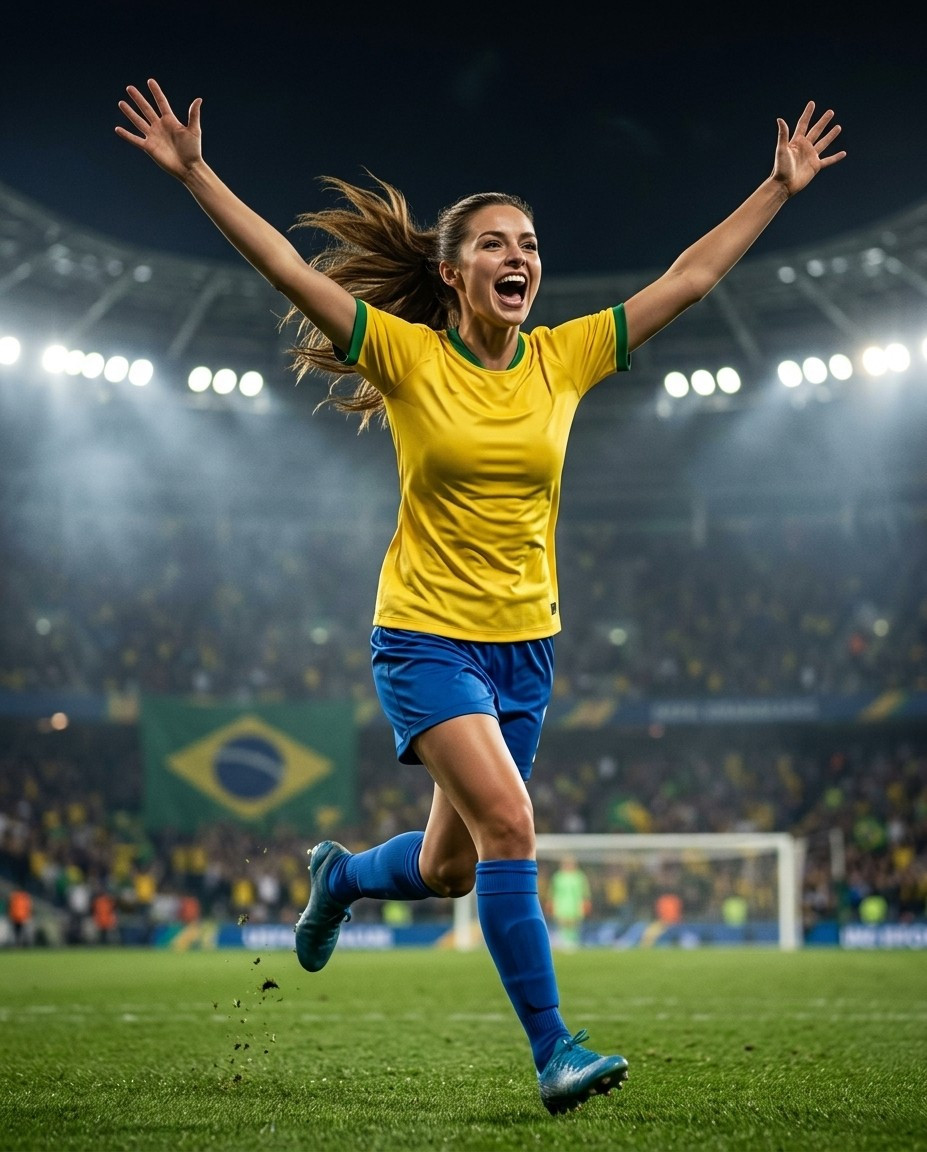 Fan flex portraits — goal celebration run (Female)