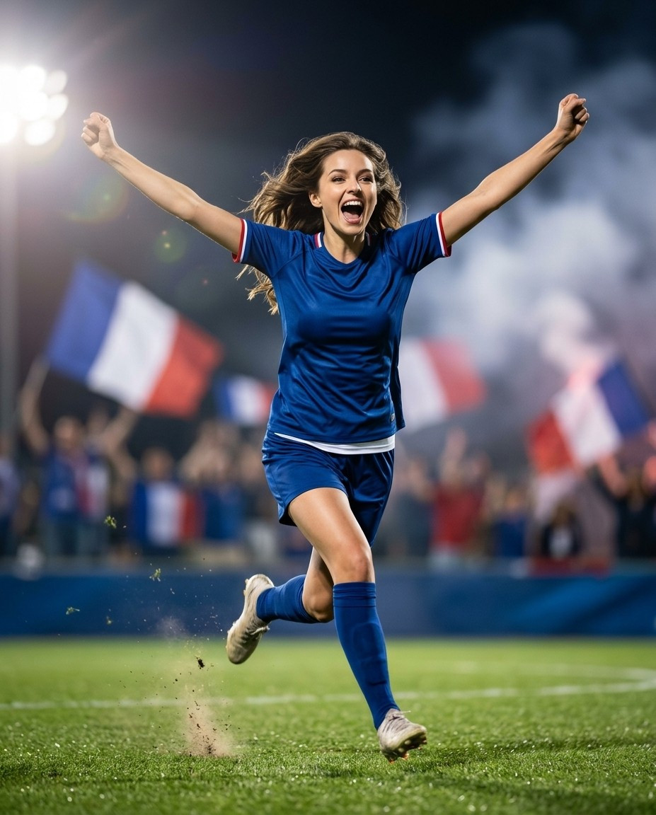 Fan flex portraits — goal celebration run (Female)
