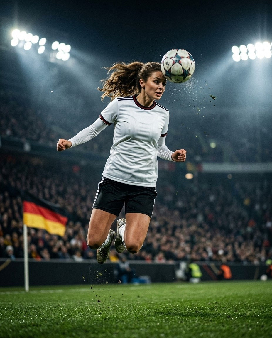 Fan flex portraits — floodlight header jump (Female)