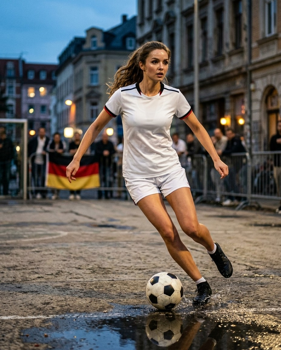 Fan flex portraits — street field dribble (Female)