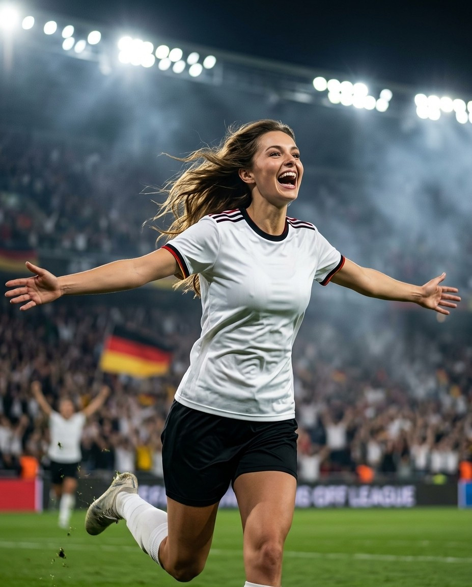 Fan flex portraits — goal celebration run (Female)