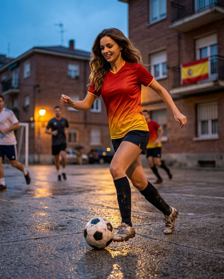 Fan flex portraits — street field dribble (Female)