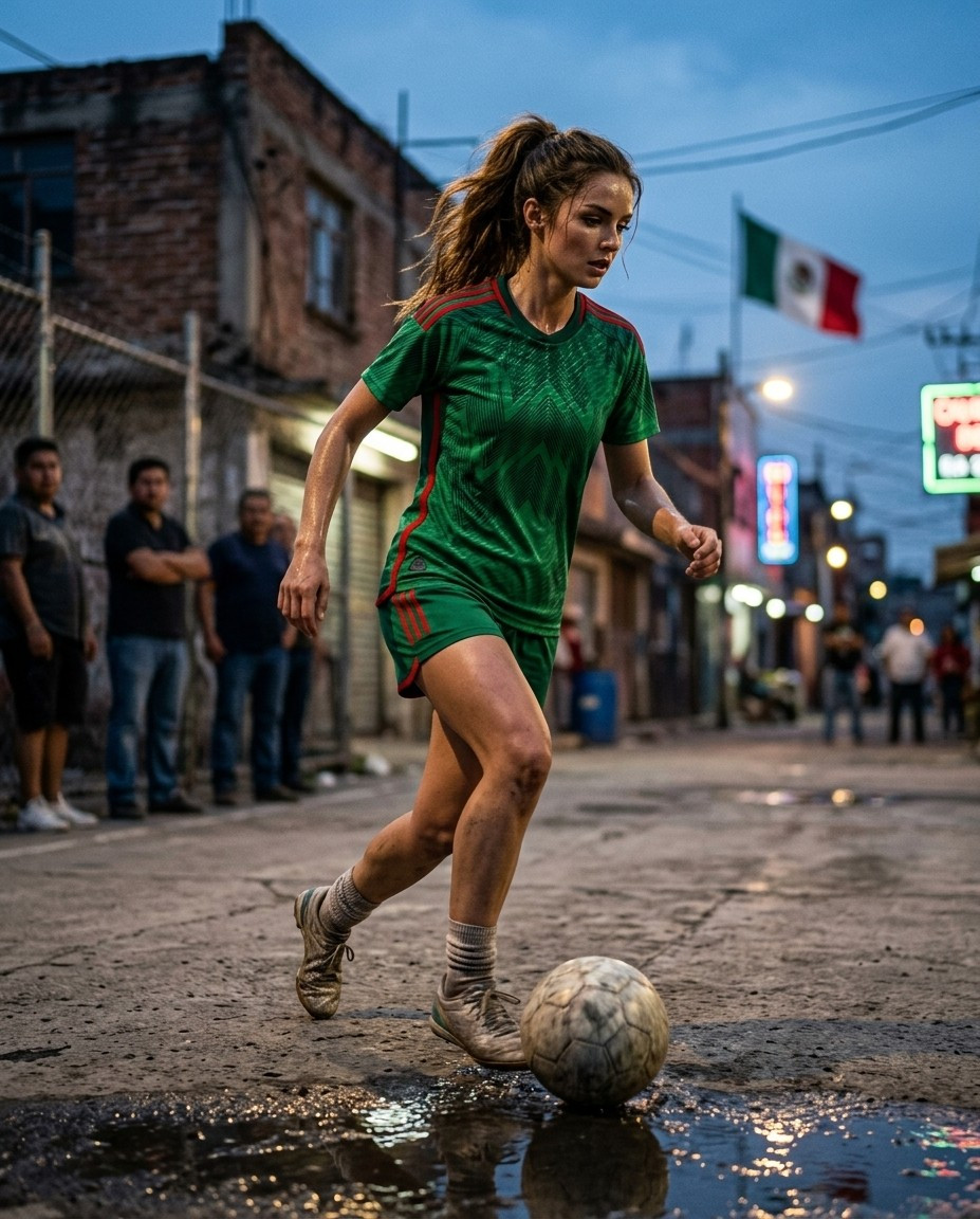 Fan flex portraits — street field dribble (Female)