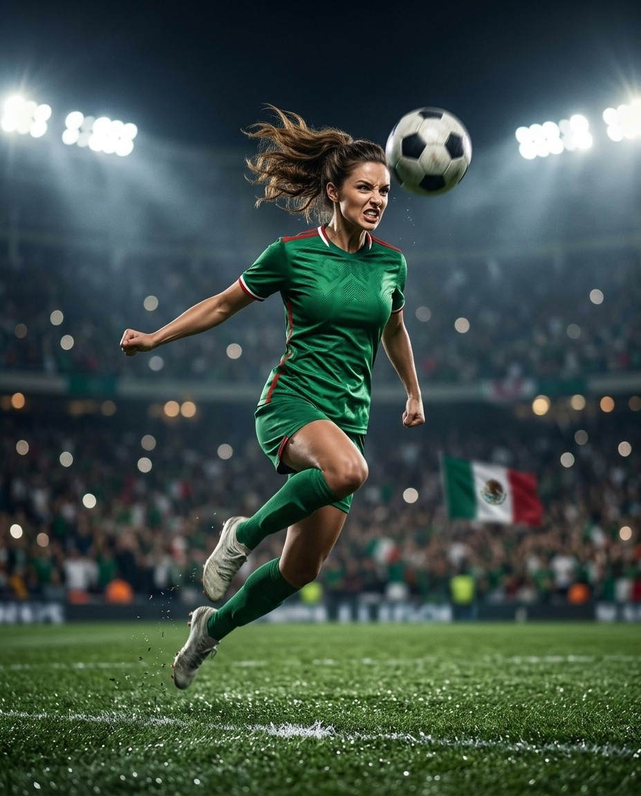 Fan flex portraits — floodlight header jump (Female)