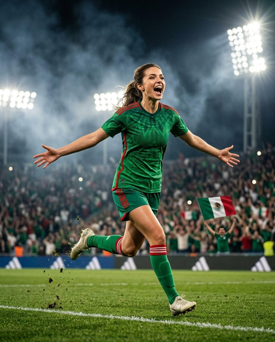 Fan flex portraits — goal celebration run (Female)