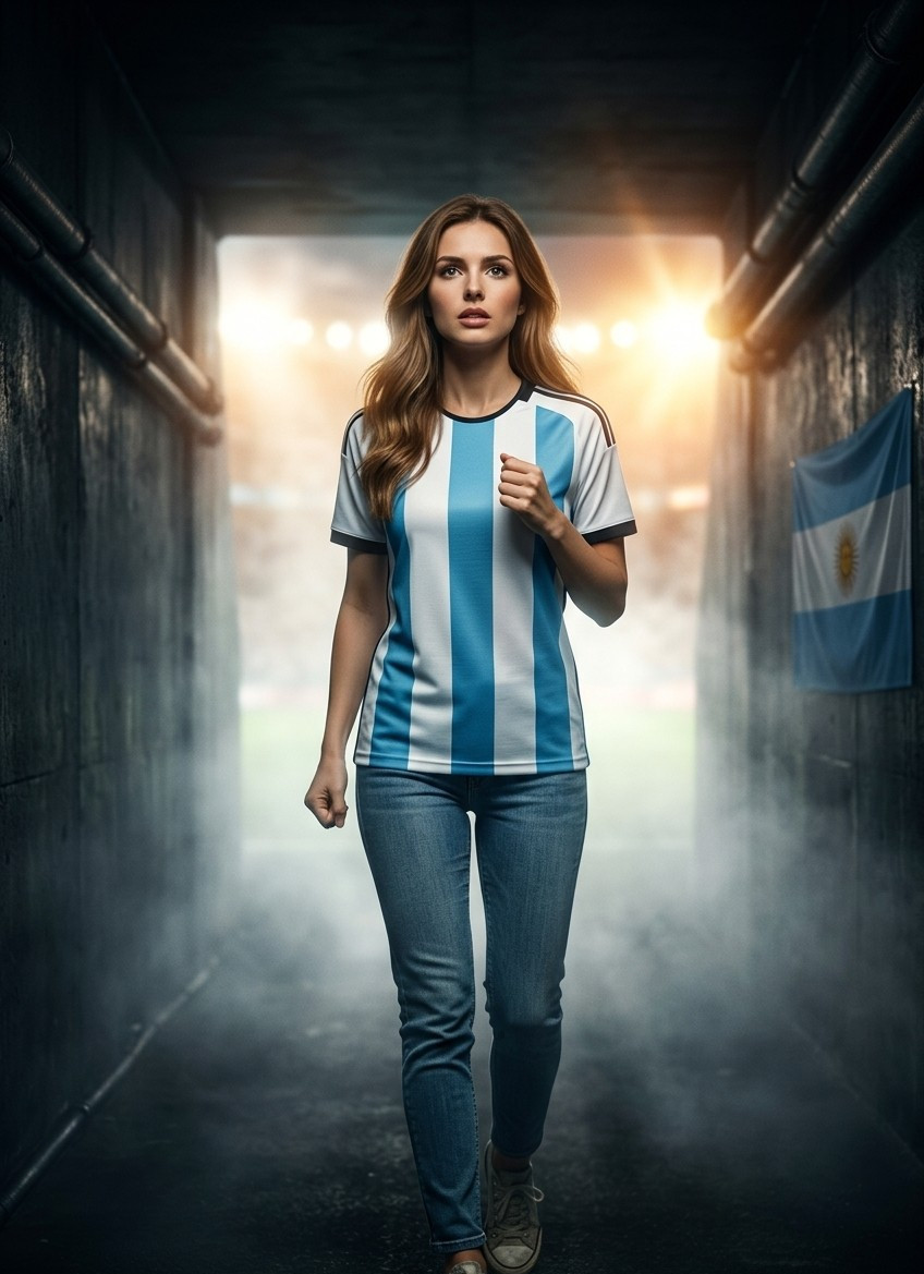 Football Star Poster Series — Tunnel Emotion Portrait (Female)