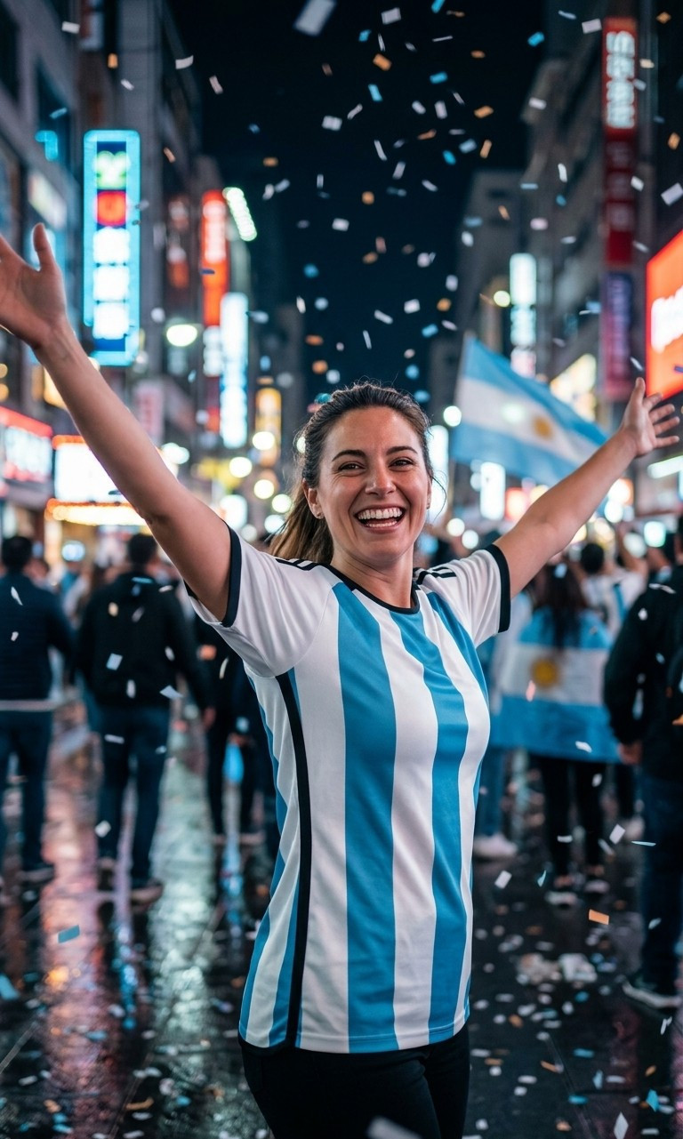 Football Star Poster Series — Street Confetti Celebration (Female)
