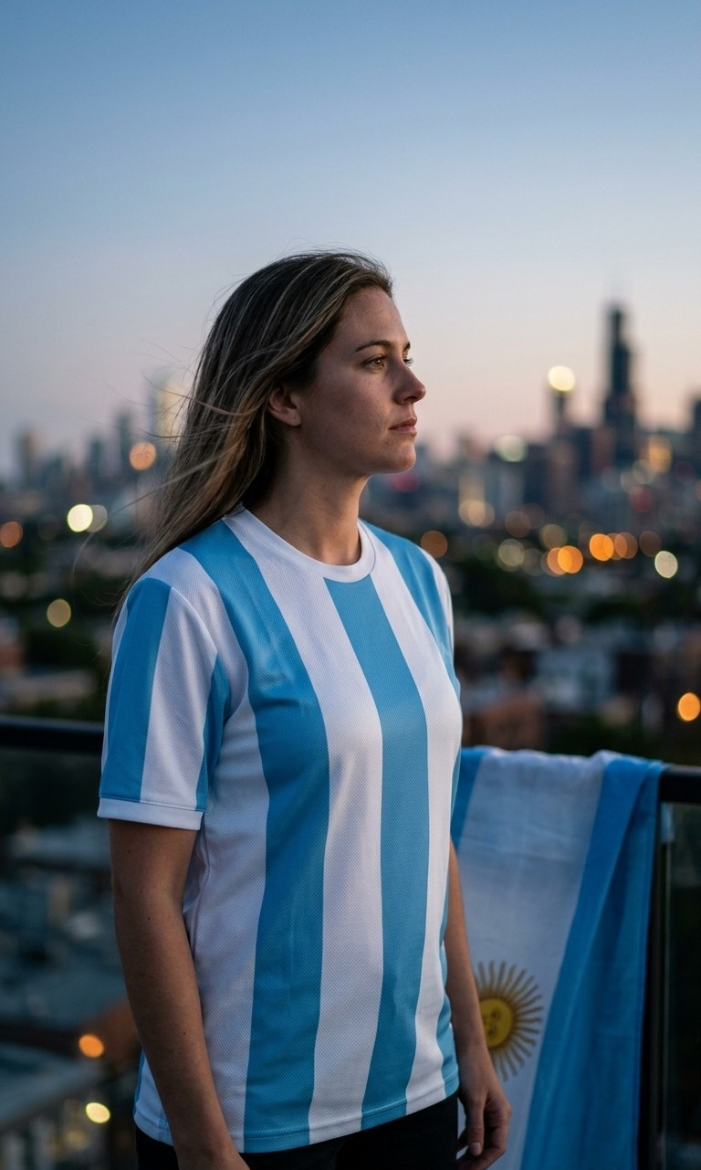 Football Star Poster Series — Rooftop Dream Portrait (Female)