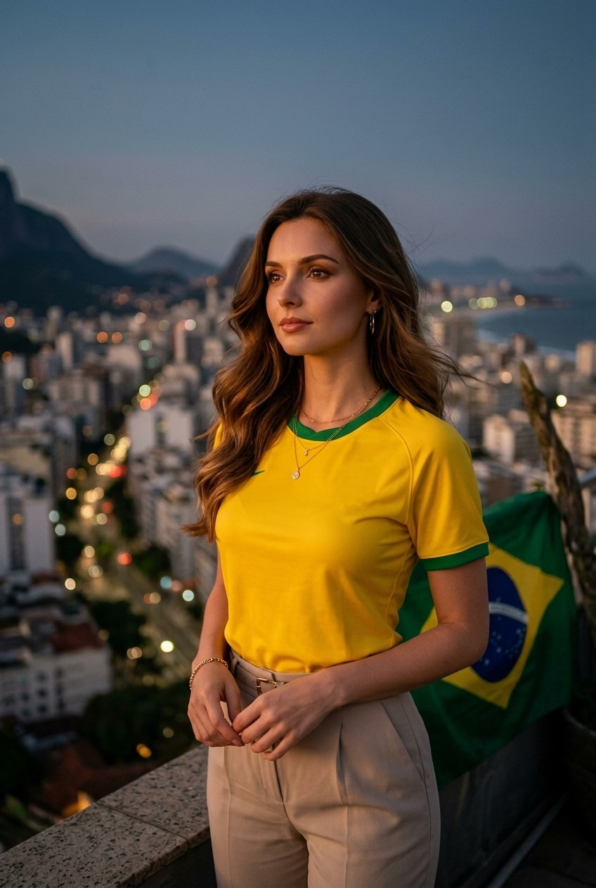 Football Star Poster Series — Rooftop Dream Portrait (Female)