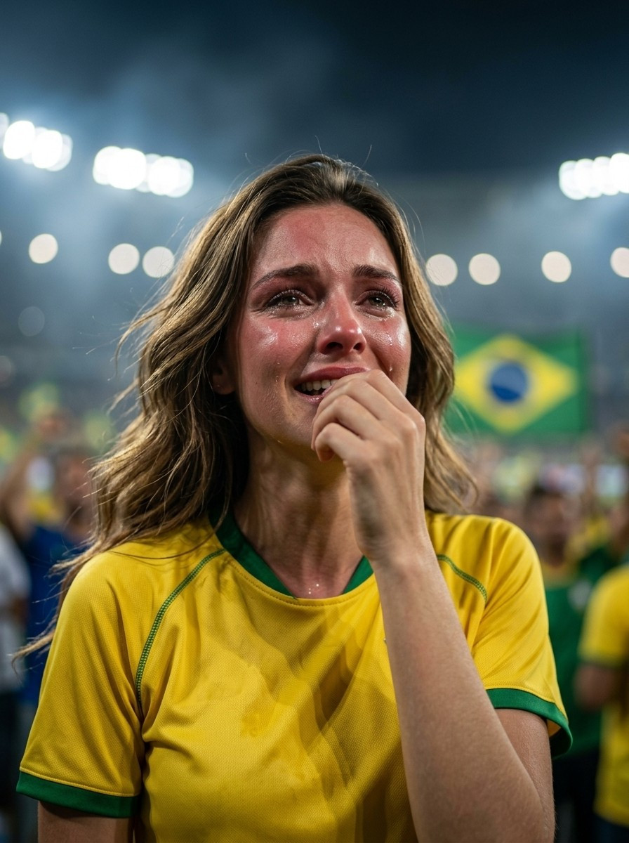 Football Star Poster Series — Emotional Close-Up Fan Portrait (Female)