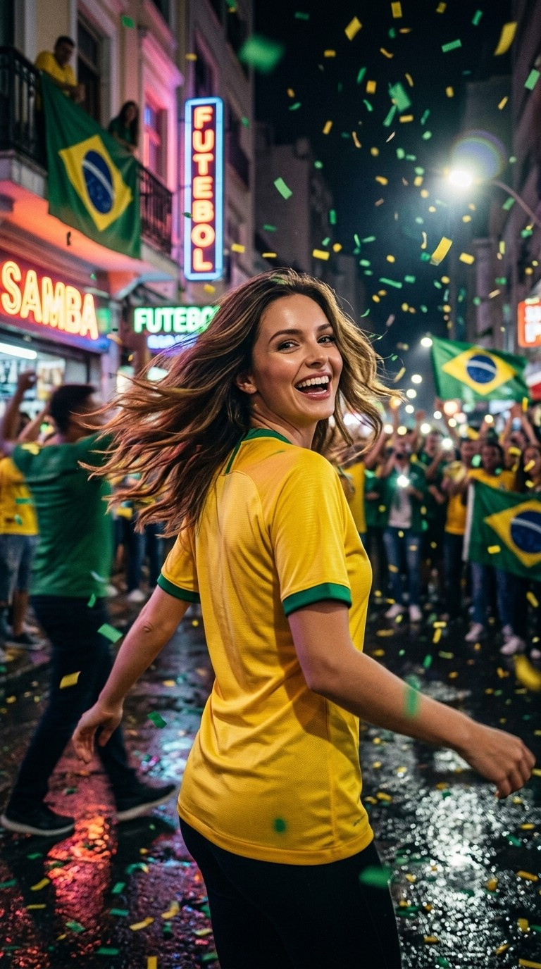 Football Star Poster Series — Street Confetti Celebration (Female)