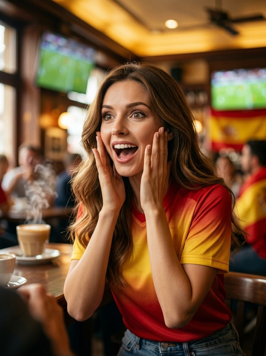 Football Star Poster Series — Café Emotional Reaction Portrait (Female)