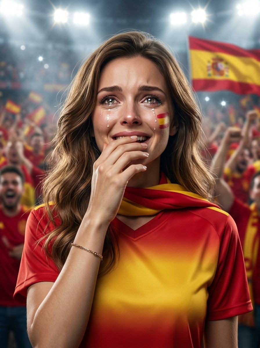 Football Star Poster Series — Emotional Close-Up Fan Portrait (Female)